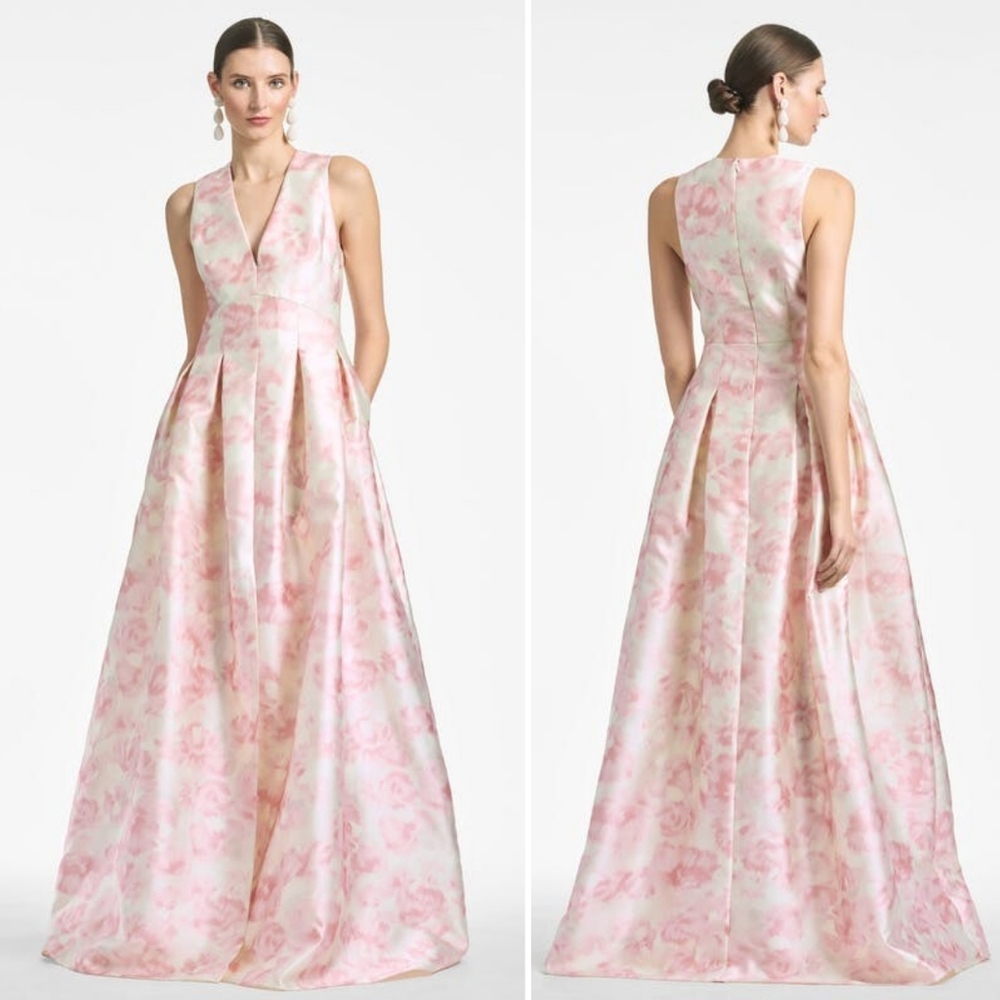 New Sachin + Babi Brooke Pleated Slit Gown